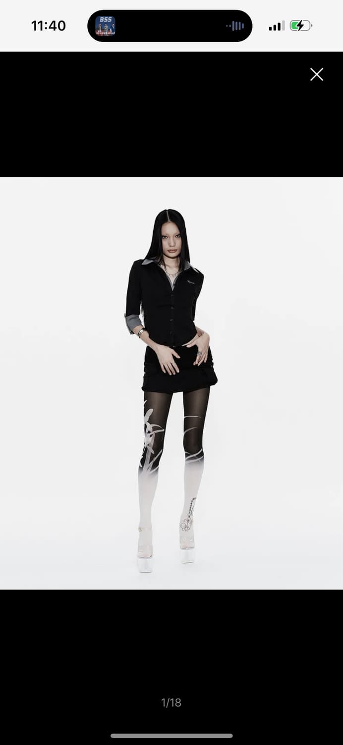 카시코 더블 카라 슬림 셔츠 블랙 S 상품이미지3