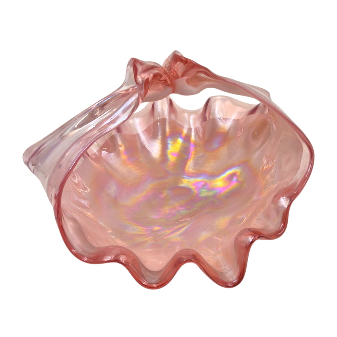 80s 쿠라타 아트글라스 오로라 러플 핑크 바구니 상품이미지1