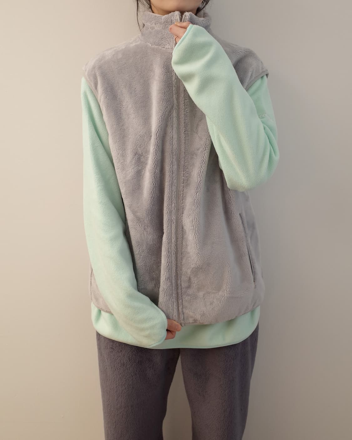 택포)25-004 FLEECE BOA VEST (LIGHT GREY) 상품이미지3