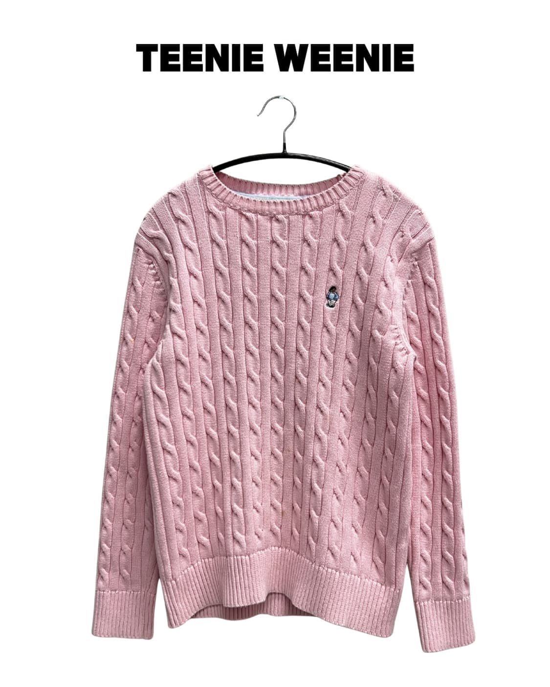 (M) 티니위니 케이블 꽈배기 니트 핑크 상품이미지1