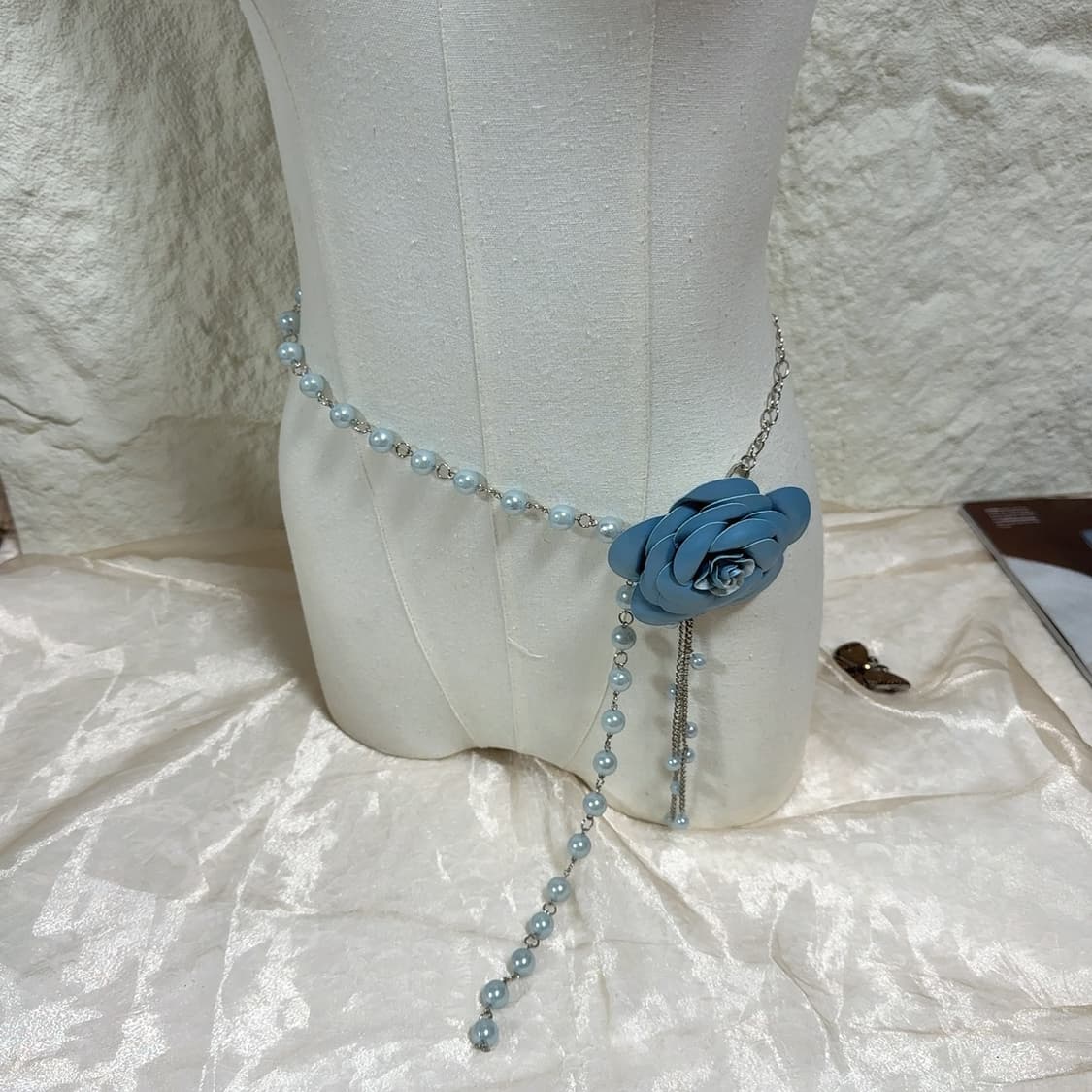 빈티지 장미 진주 허리체인 허리띠 상품이미지1