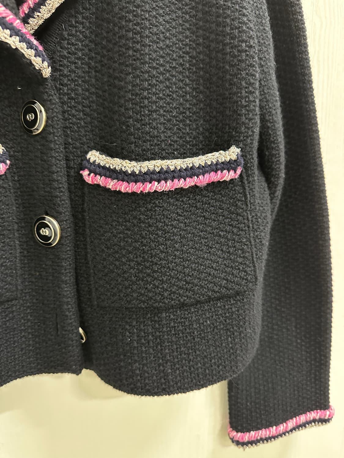 럭키슈에뜨 블랙 트위드 세일러 가디건 66사이즈 상품이미지5