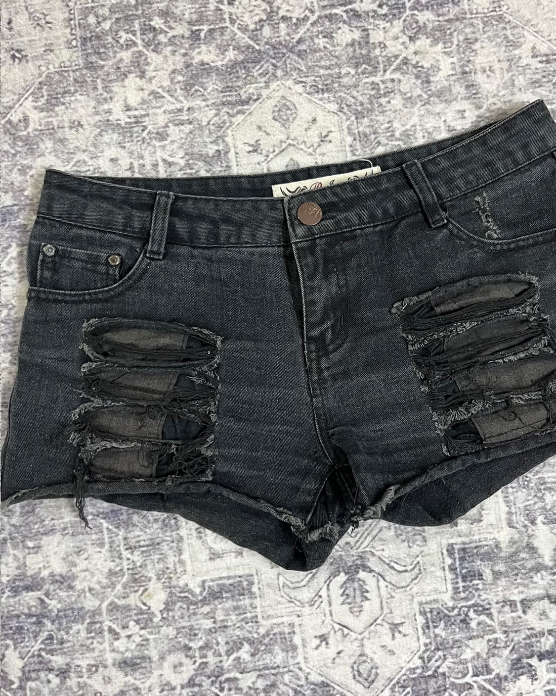 Distressed Black Denim Micro Short 상품이미지4