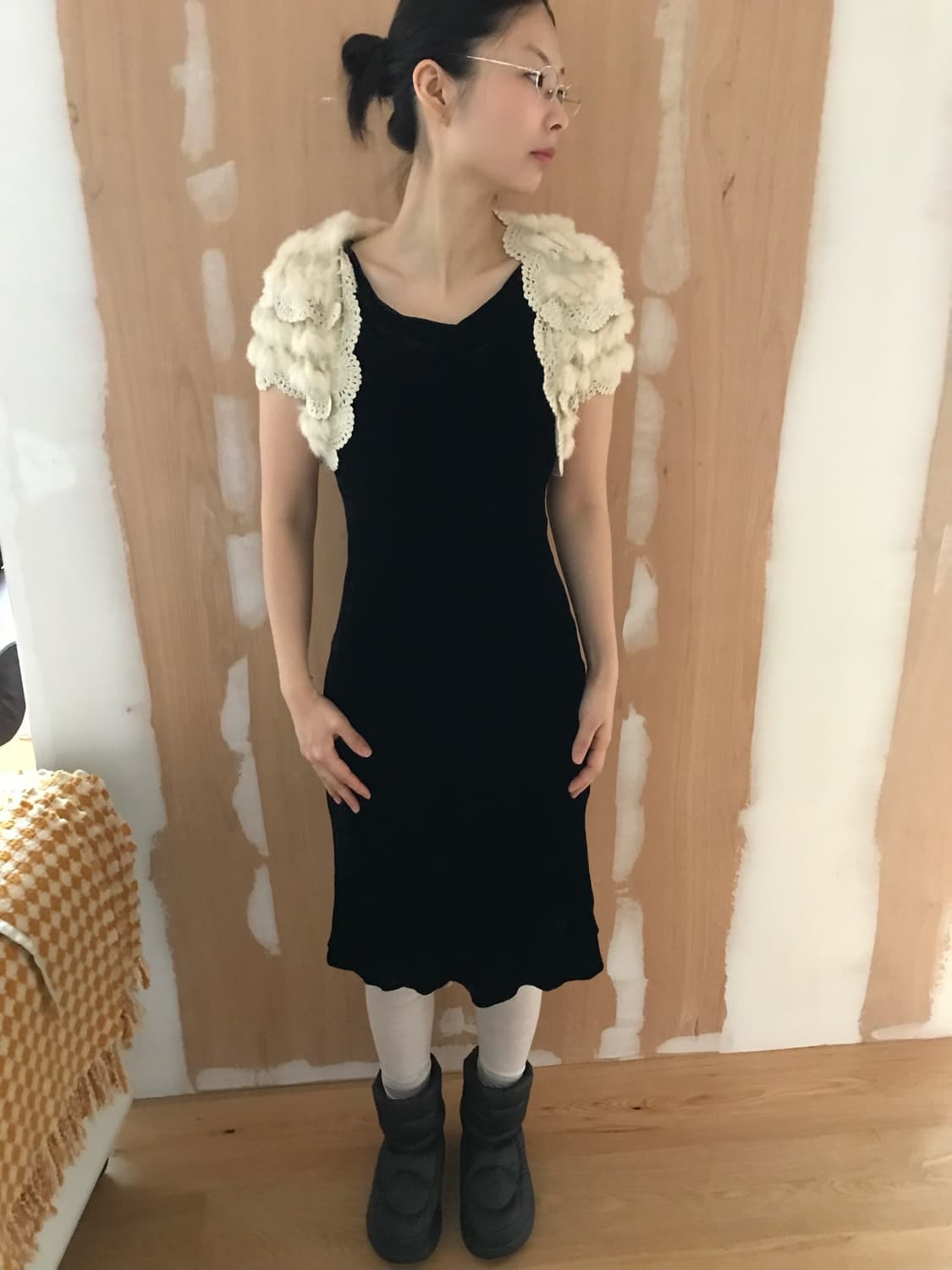 vintage shirring velvet one-piece 상품이미지7