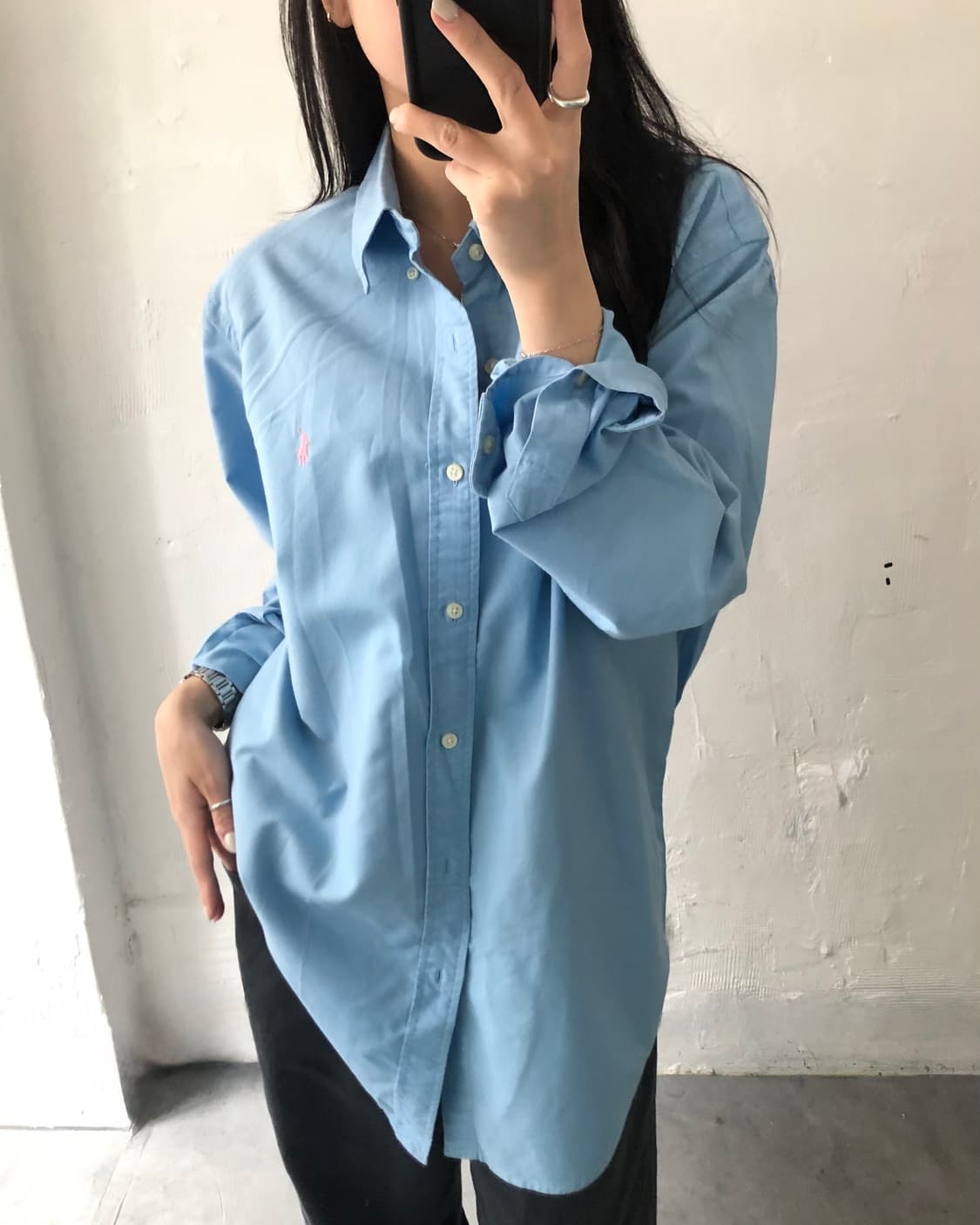 Polo 폴로 랄프로렌 신형 핑크포니 스카이블루 클래식핏 버튼다운 셔츠 상품이미지3