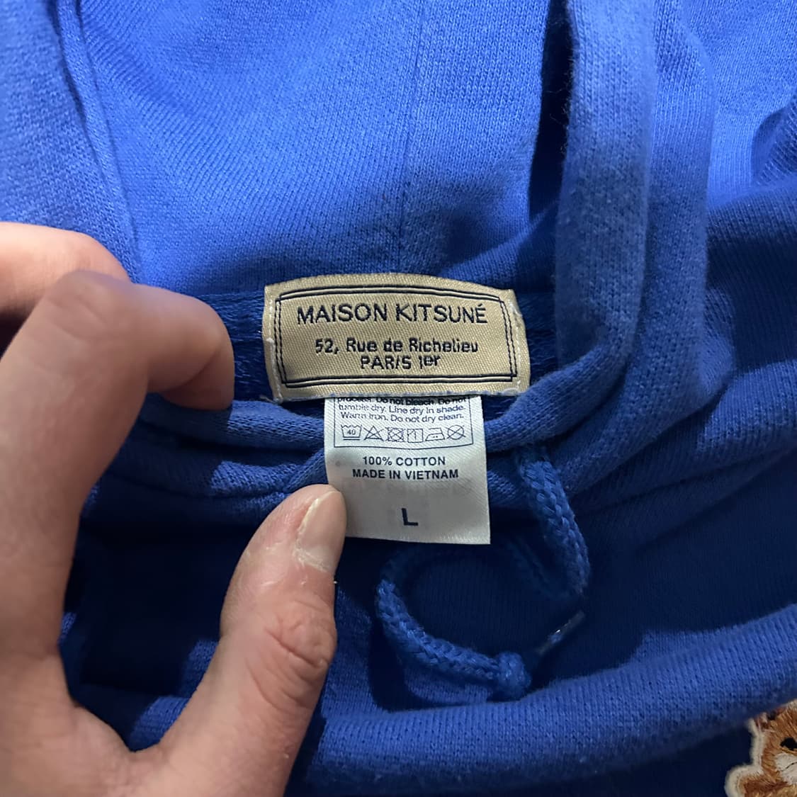 메종키츠네(Maison Kitsune) 칠랙스 폭스 패치 블루 후드티 상품이미지5