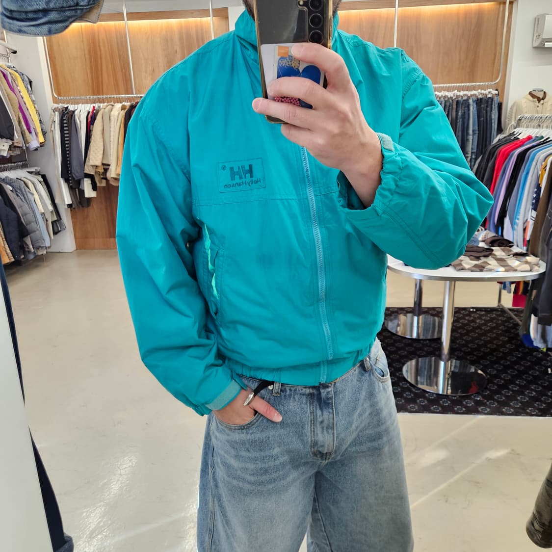 90's helly hansen 핼리핸슨 바람막이 봄버 블루종 M~L 상품이미지8