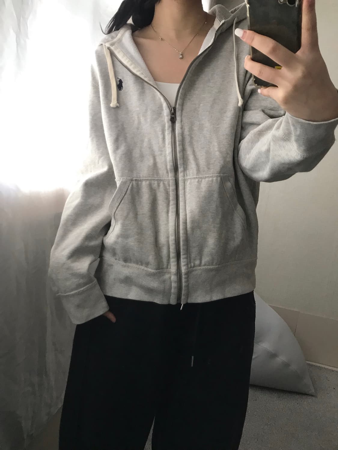 폴로 그레이 코튼 후드집업 상품이미지5