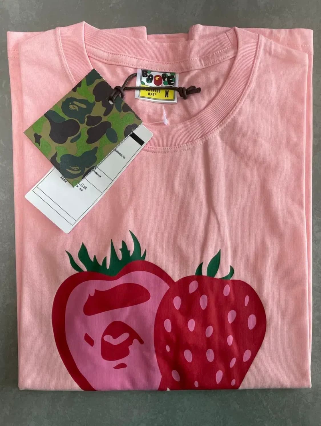 Bape 베이프 스트로베리 반팔 티셔츠 페일 핑크 M 상품이미지2