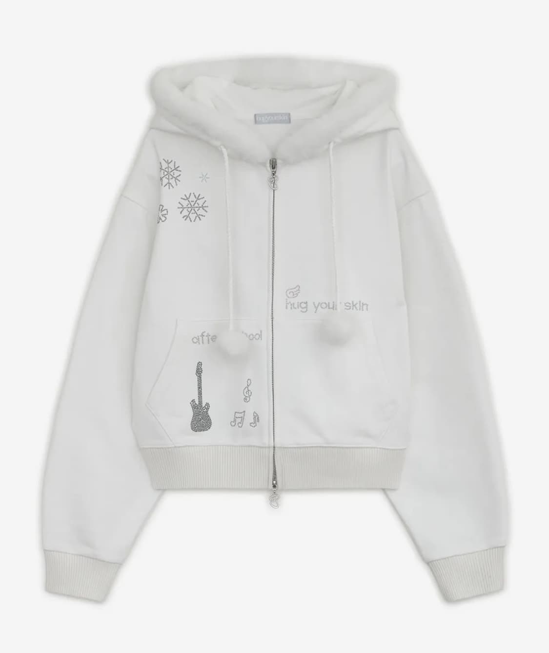 허그유어스킨 핫픽스 퍼 후드집업 (화이트) 상품이미지1
