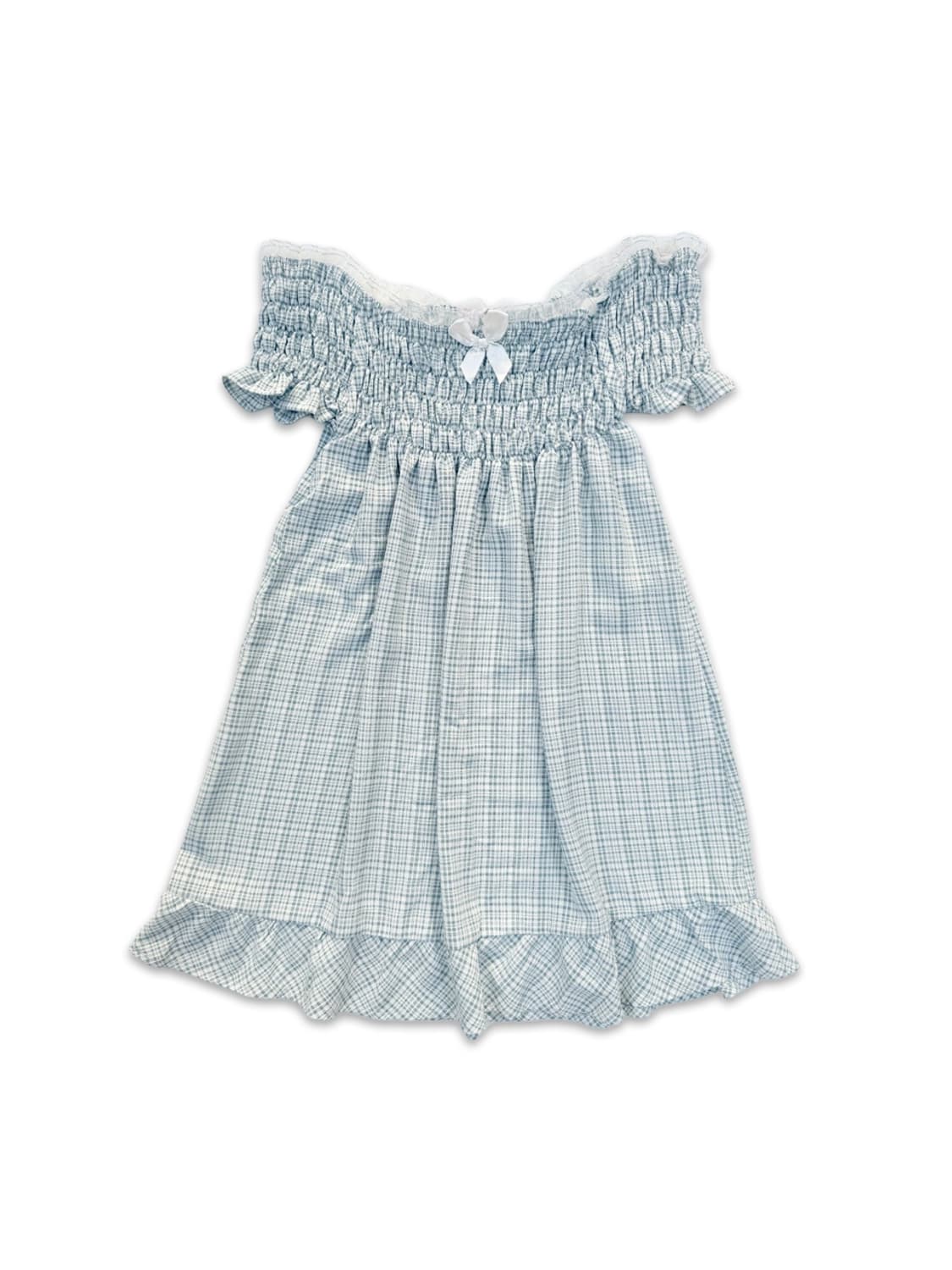 빈티지 스카이 체크 2way 블라우스 상품이미지1