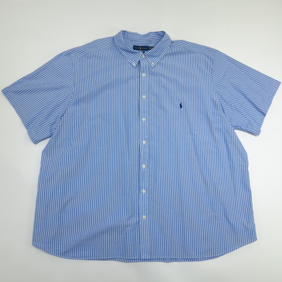 Co818 4XL Big 폴로 랄프로렌 블루 시어서커 QR 반팔 셔츠 상품이미지1