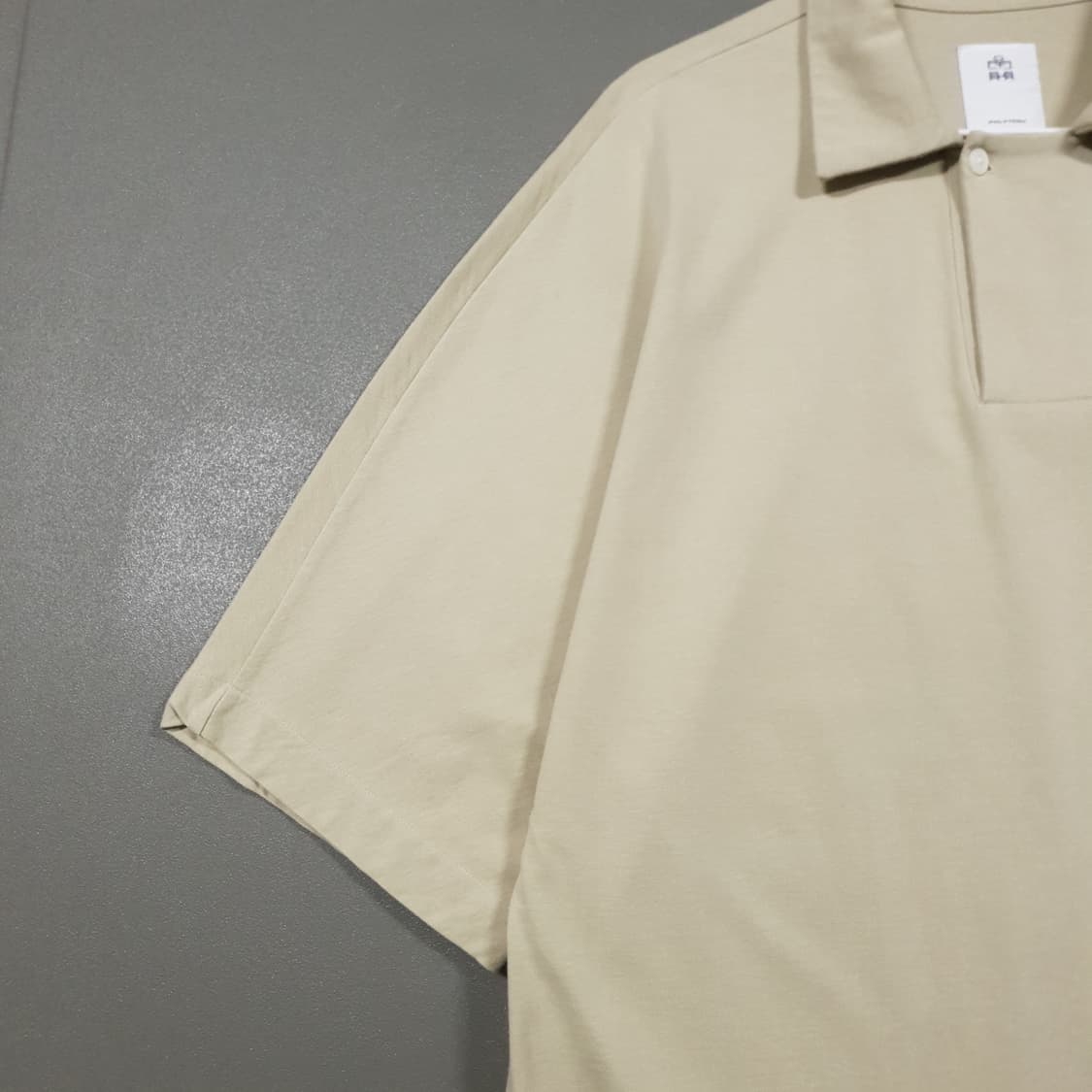 XL) 폴리테루 신형 21ss 루즈 럭비 셔츠 반팔 카라티 베이지 4 상품이미지2