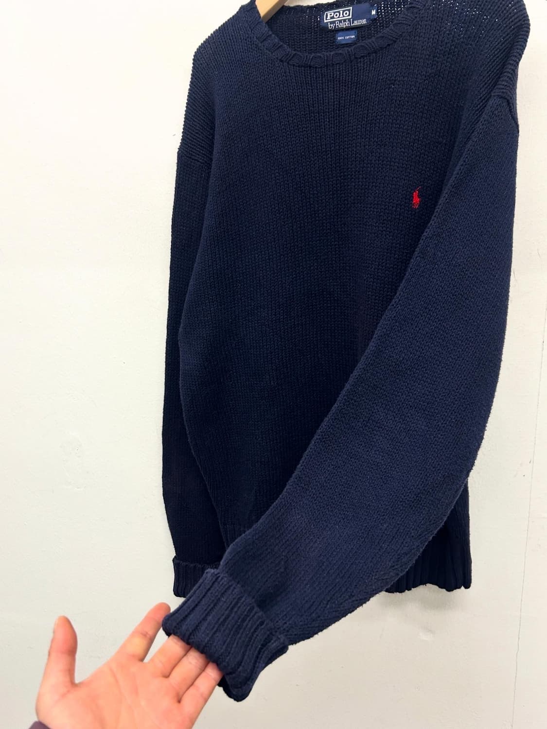 빈티지 폴로 랄프로렌 네이비 코튼 니트 스웨터 상품이미지3
