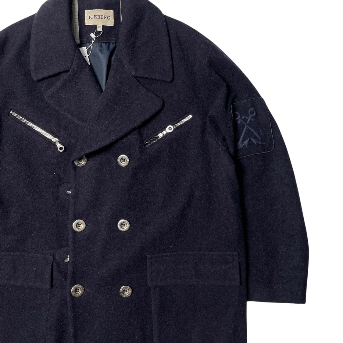 90's iceberg 대각지퍼 버튼 포인트 해군 코트 (italy) 상품이미지3