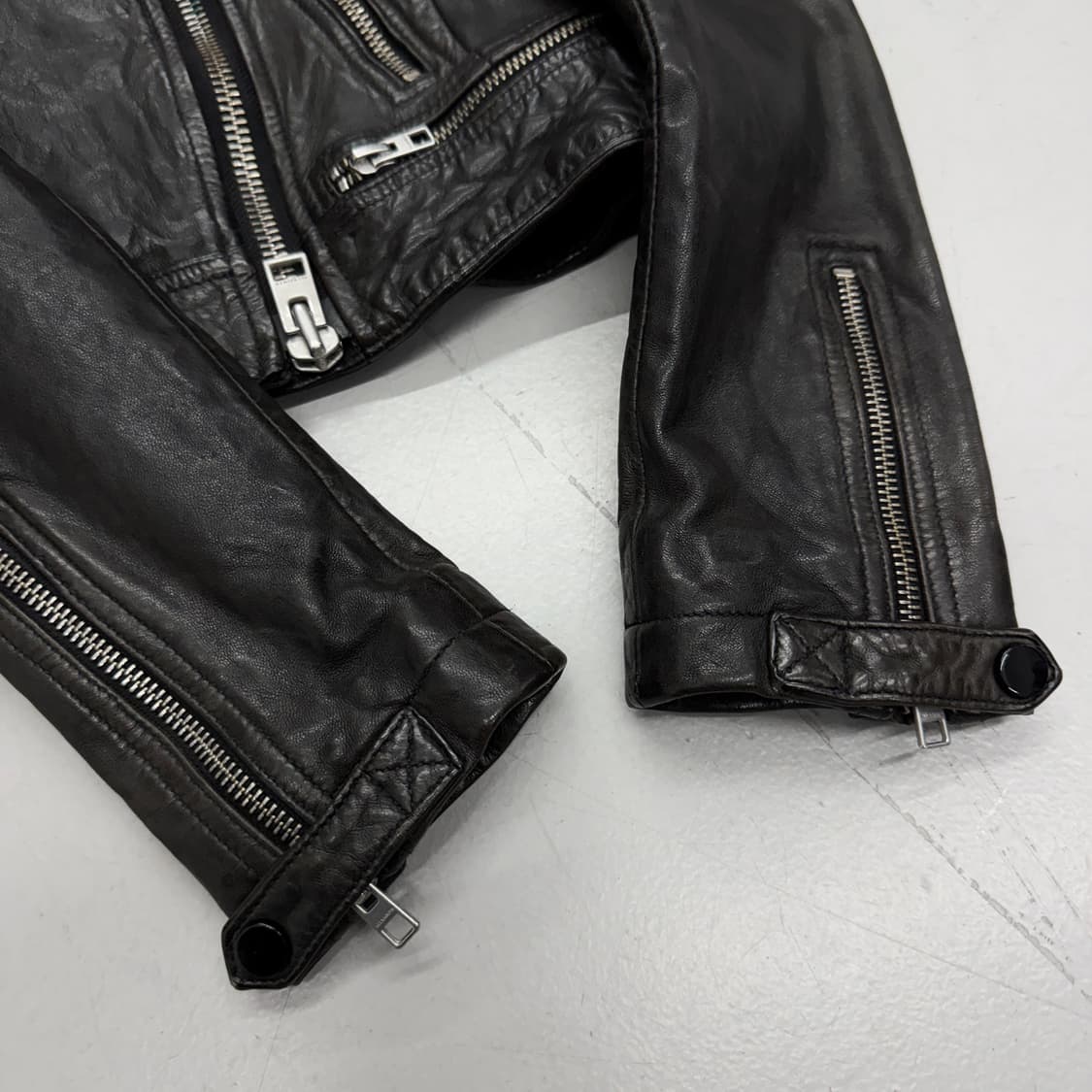 올세인츠 사선 바이커 딱붙 릭오웬스맛 리얼레더 양가죽 자켓 상품이미지6
