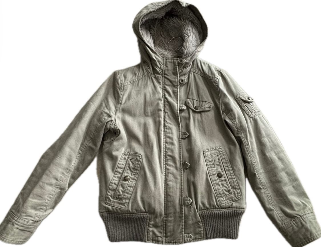 어스뮤직 빈티지 후드 퍼 자켓 베이지 상품이미지1