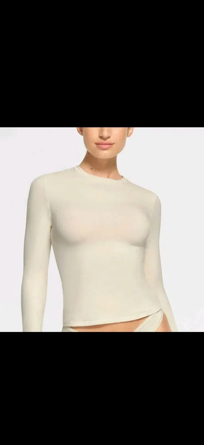 Skims 코튼 립 롱 슬리브 티셔츠 S 새상품 bone 컬러 상품이미지3