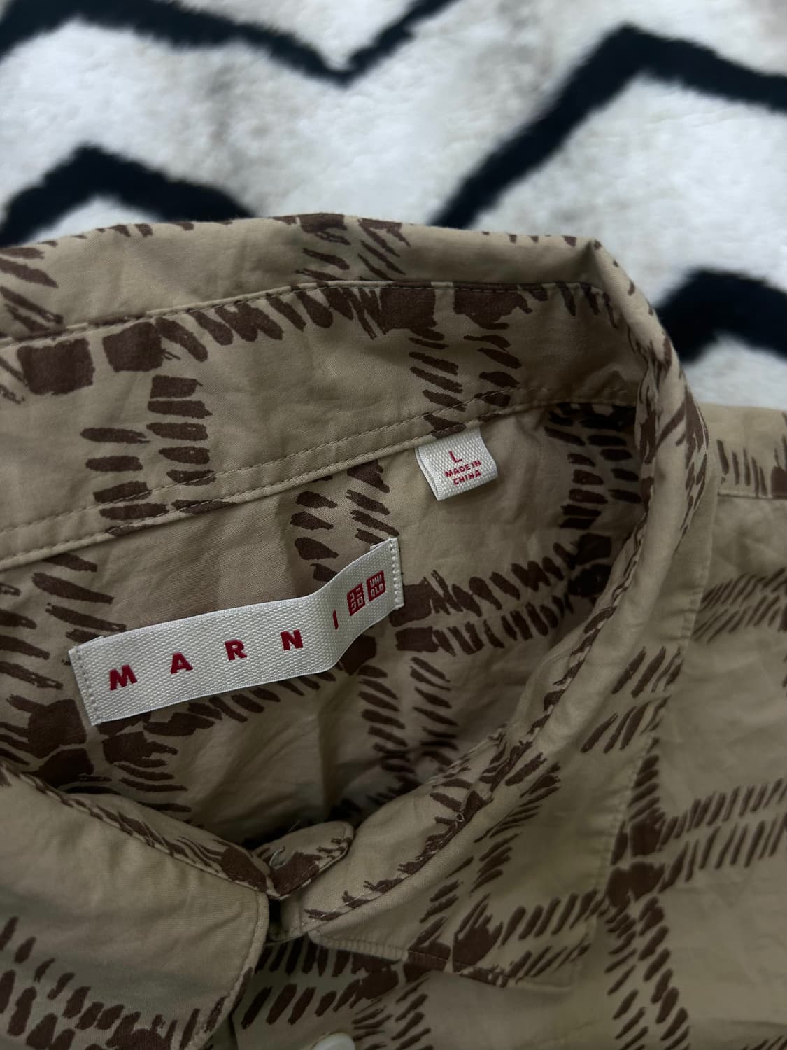[L]유니클로x마르니 오버핏 프린트 셔츠/베이지 상품이미지5