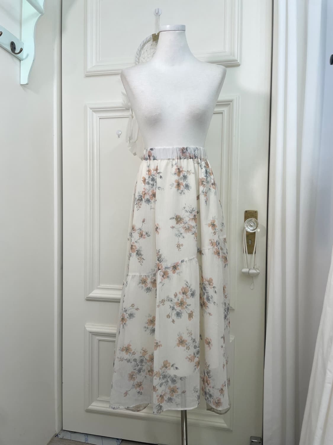 ivory watercolor flower banding long ski 상품이미지1