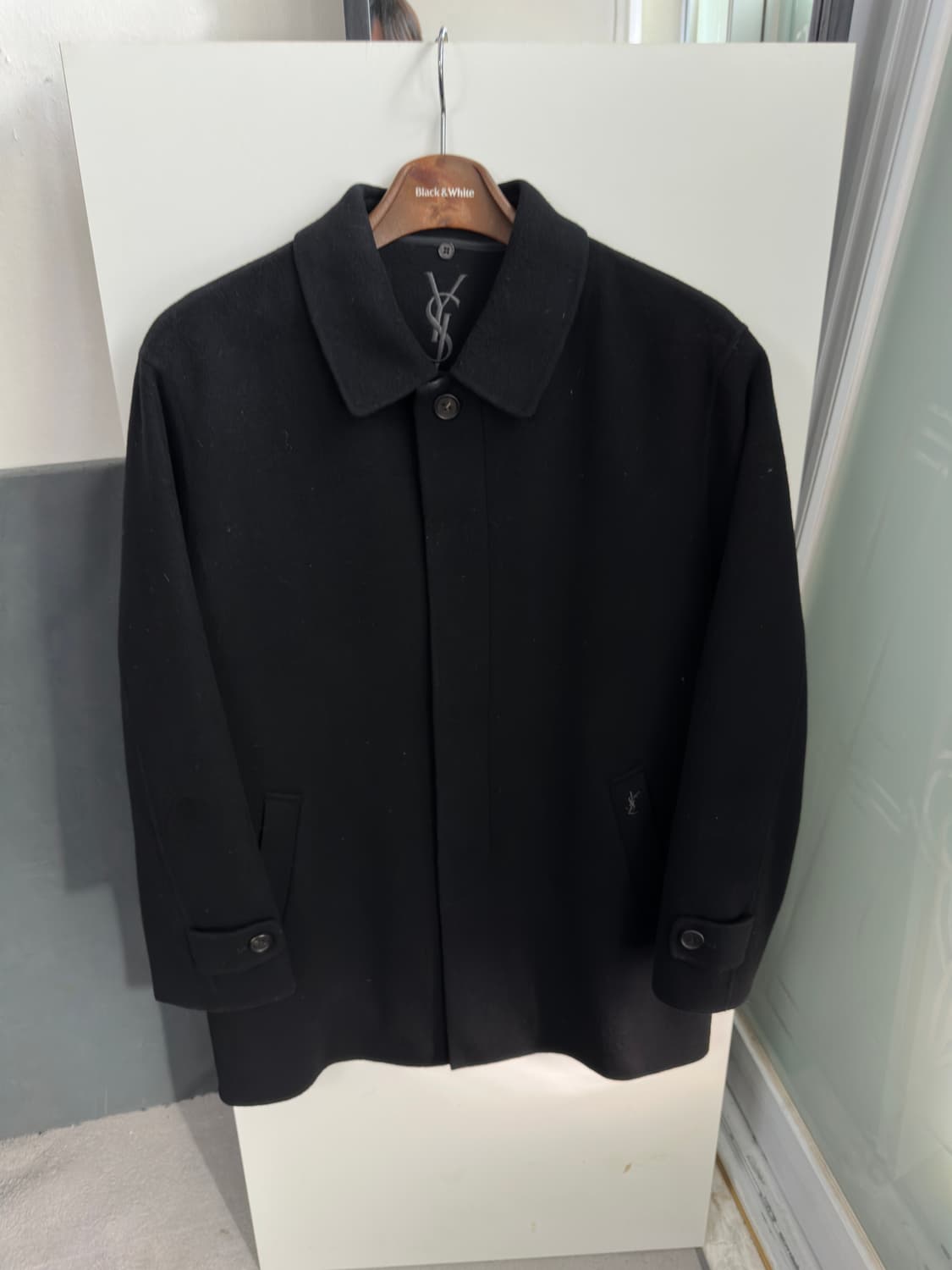 생로랑 블랙 캐시미어 코트 105 상품이미지1