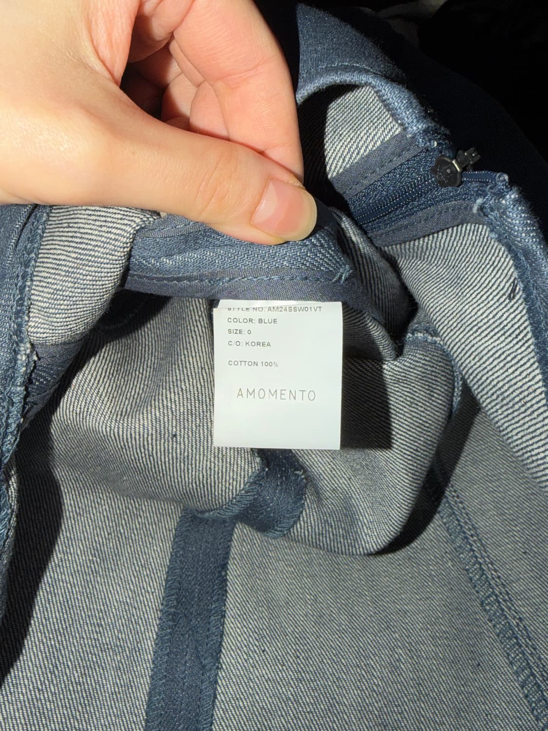 [아모멘토 amomento] 데님 원피스 베스트 블루 상품이미지3