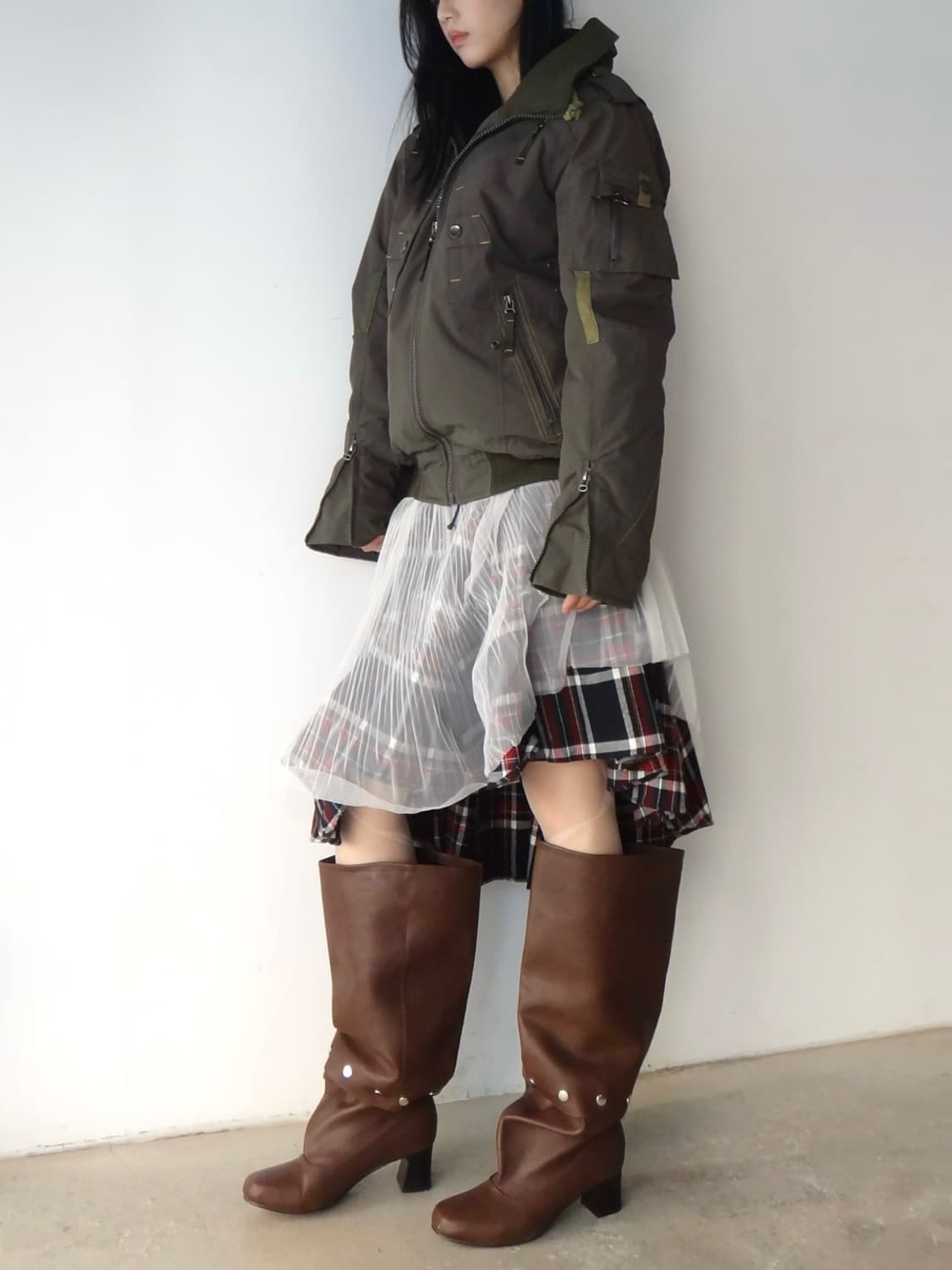 MA -1 flight high neck jacket / khaki 상품이미지6