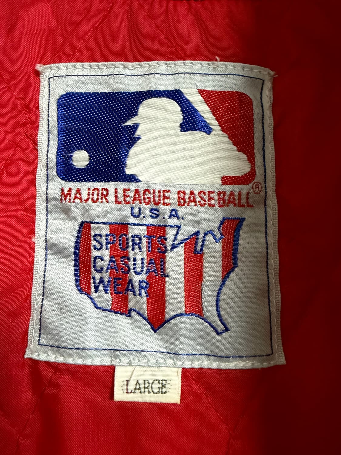 90s 뉴욕 양키스 레드 새틴 봄버 자켓 상품이미지3