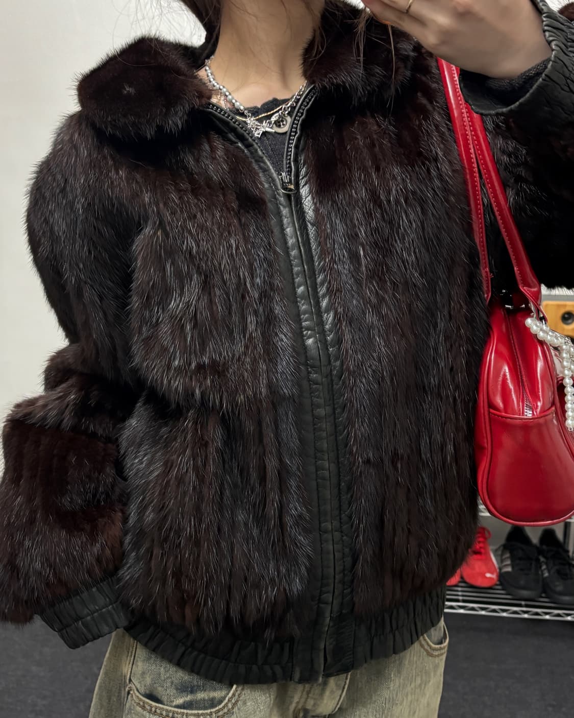 올드 빈티지 레더 리얼 퍼 자켓 브라운 상품이미지1