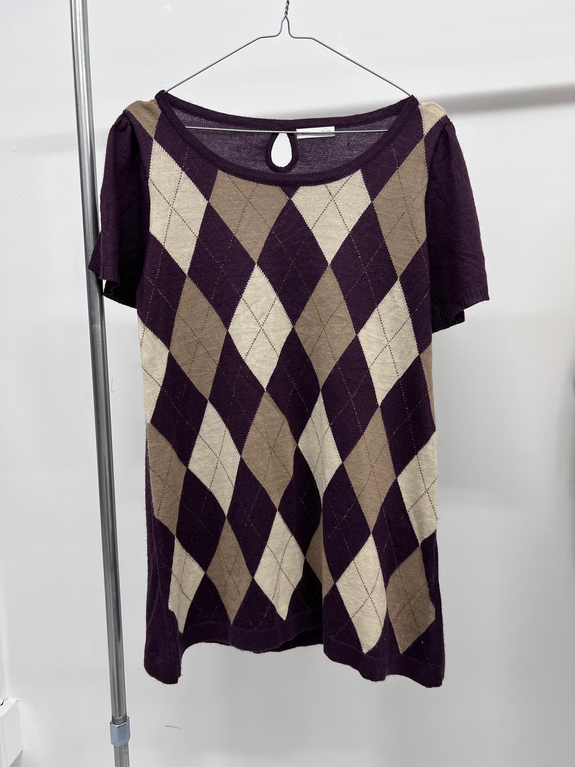 argyle pearl knit mini dress 상품이미지3