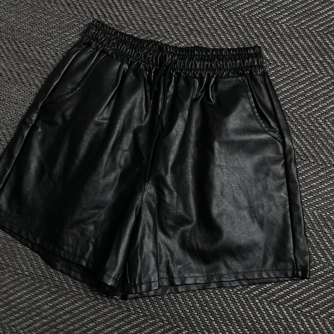 빈티지 우먼스 비건 레더 버뮤다 하프 팬츠o 3989 상품이미지1