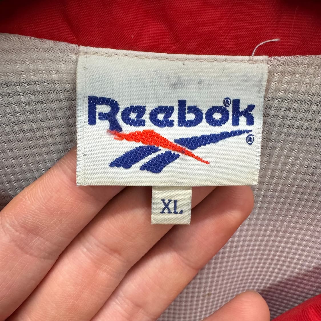 90s 리복 벡터 바람막이 전면 로고 포인트 레드 블랙 상품이미지6