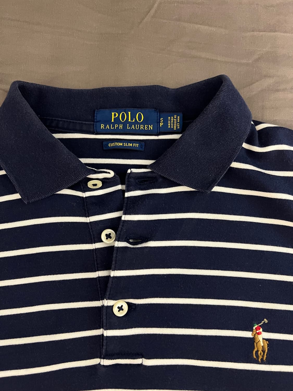 폴로 랄프로렌 네이비 줄무니 카라티 s 상품이미지3