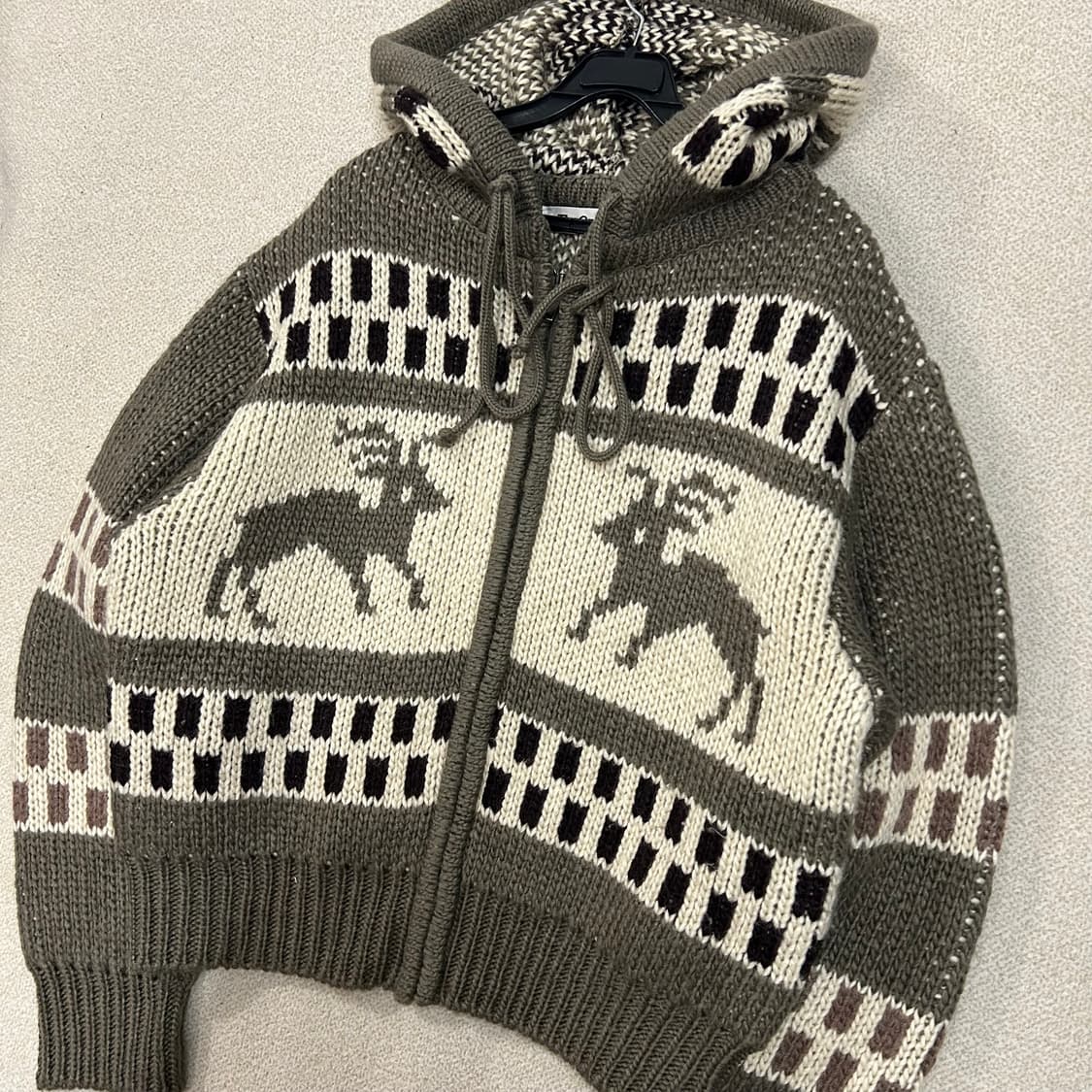 (F) 더오픈프로덕트 자카드 코위찬 니트집업  상품이미지2