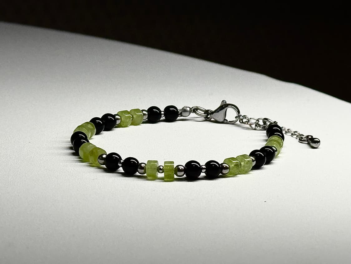 (핸드메이드) 오닉스 페리도트 믹스매치 천연석 원석팔찌 상품이미지2