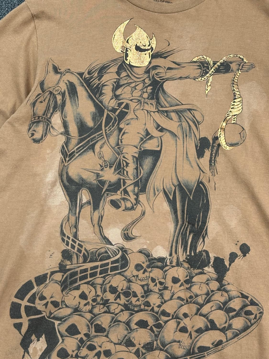 M)Ring of Fire 빈티지 스컬 워리어 프린팅 반팔 상품이미지4