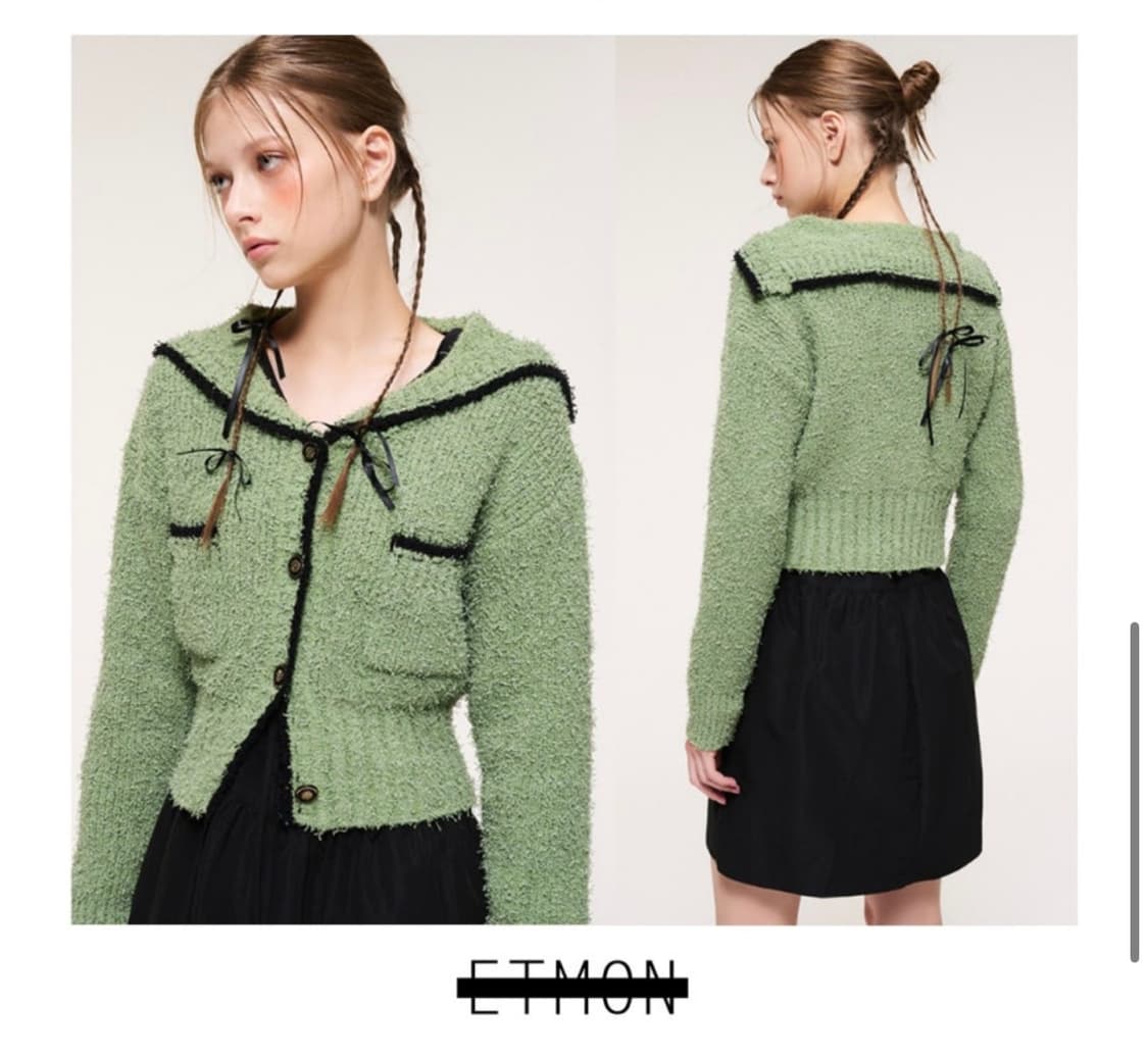 에트몽 shawl sailor collar knit cardigan 상품이미지3