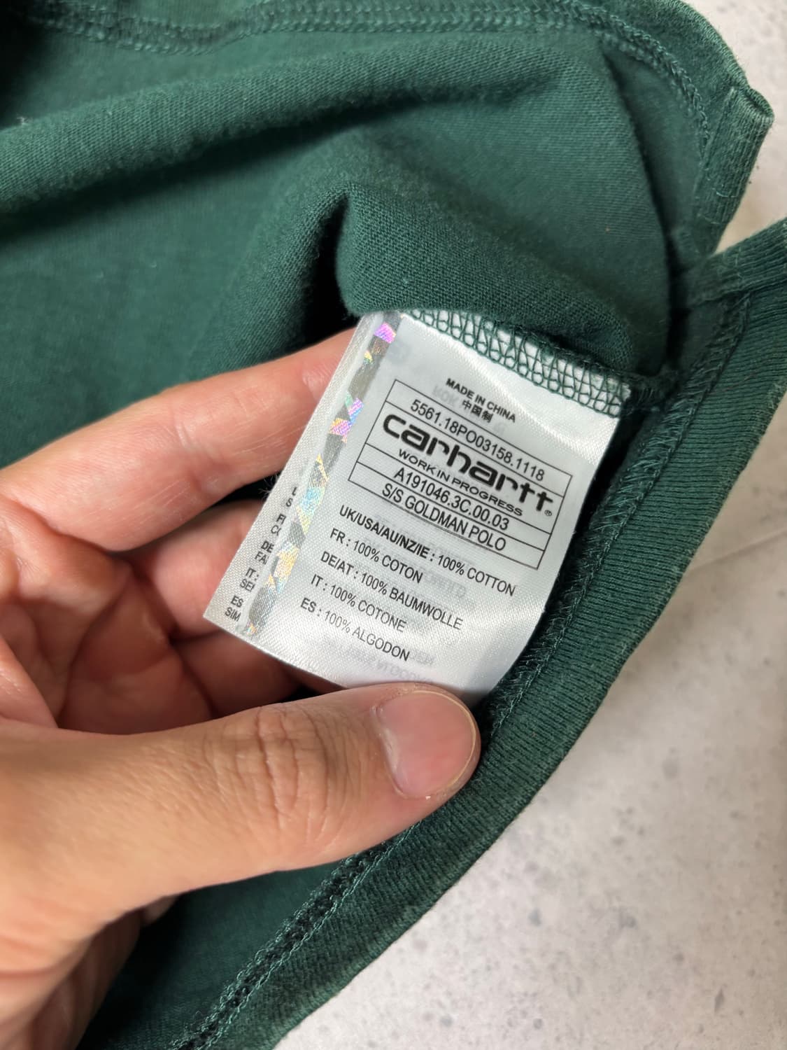 칼하트 녹색 오버핏 반팔 카라티 xl 상품이미지3