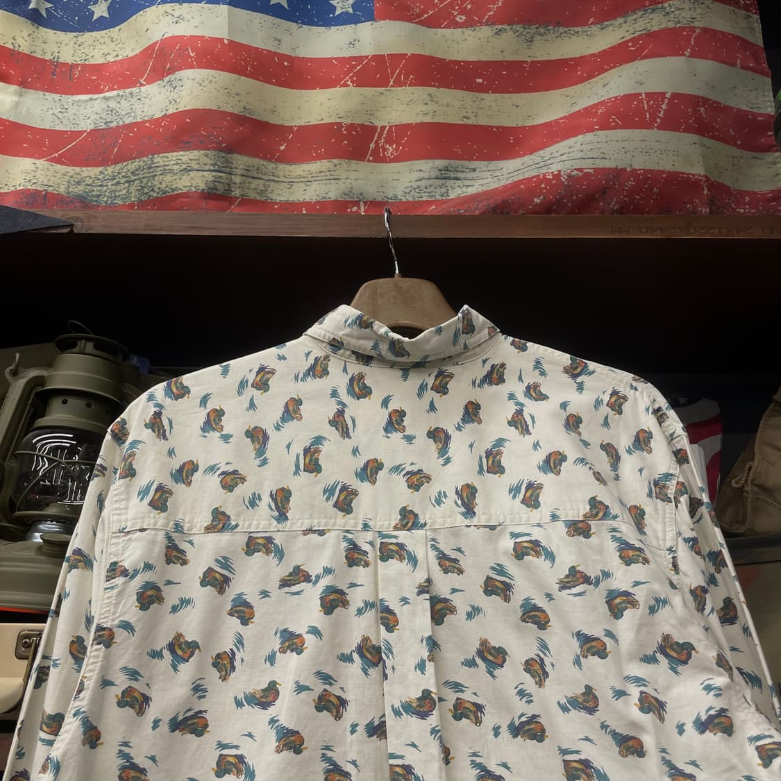 90s 랭글러 러기드 웨어 청둥오리 애니멀 패턴 포켓 셔츠 N297 상품이미지4