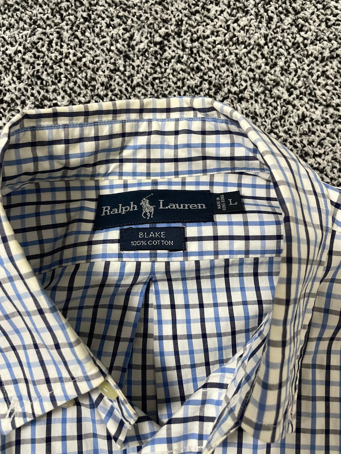 빈티지9. 폴로랄프로렌 클래식핏 옥스포드 블루 체크 셔츠 코튼 상품이미지3
