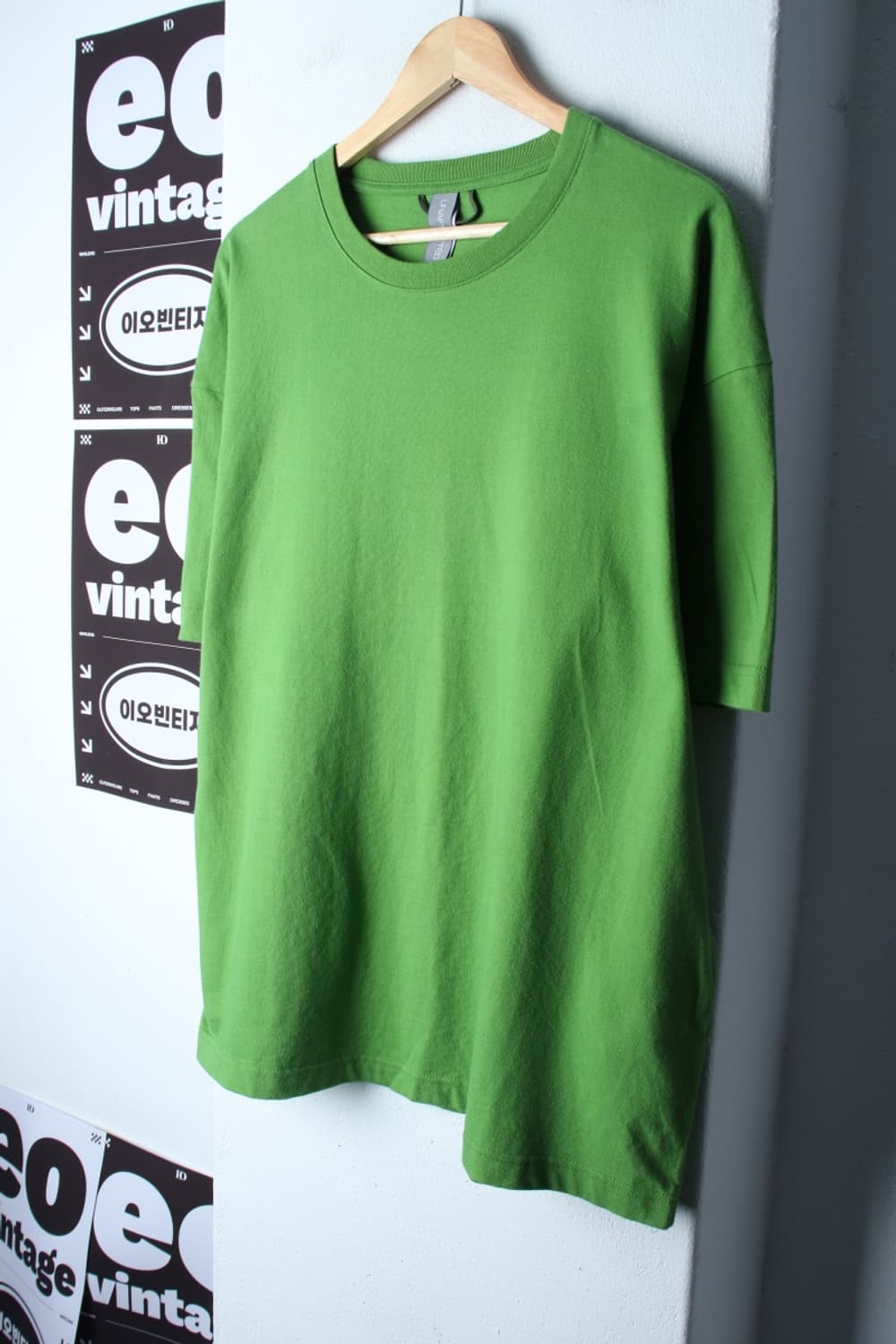 (L-2XL) 언어펙티드 반팔 티셔츠 오버핏 그린 올드스쿨-H32027 상품이미지1