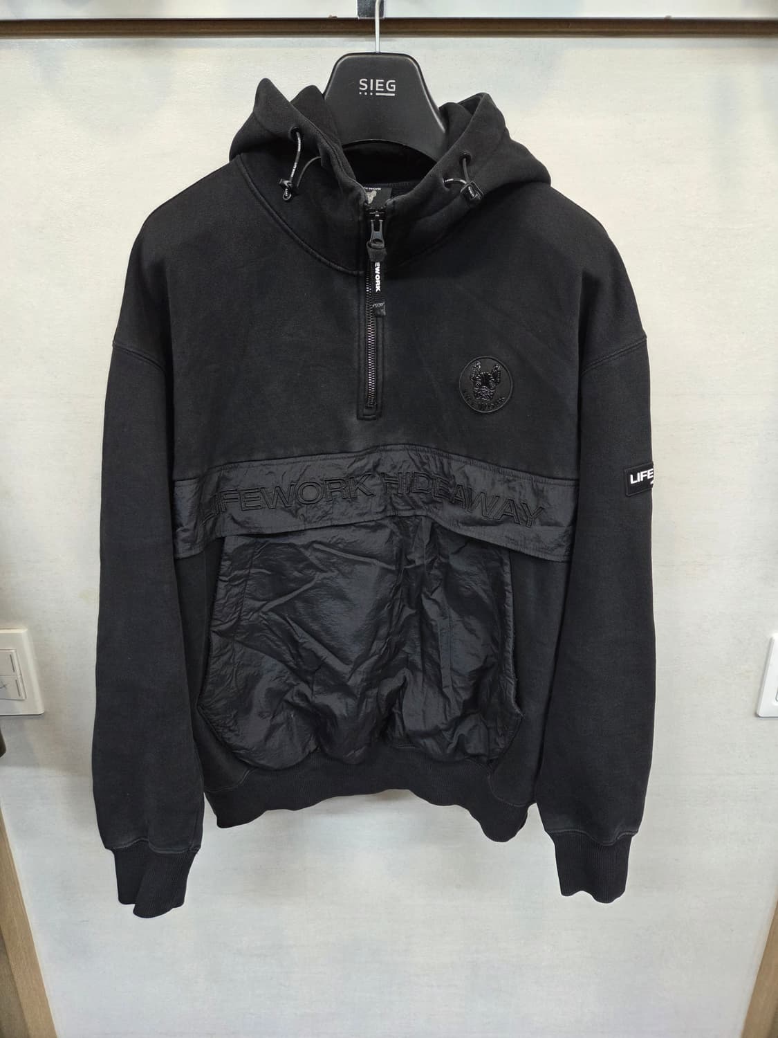 라이프워크 우븐패치 하프집업 기모 후드티 L 상품이미지1