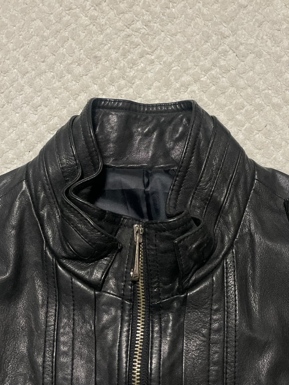 SIEG 웨스턴 무드 램스킨 양가죽 절개 포켓 레더 자켓 상품이미지5