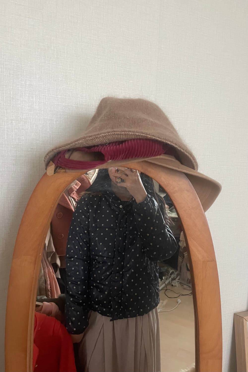 모리걸 빈티지 네이비 도트 패딩 💙🤍 상품이미지4