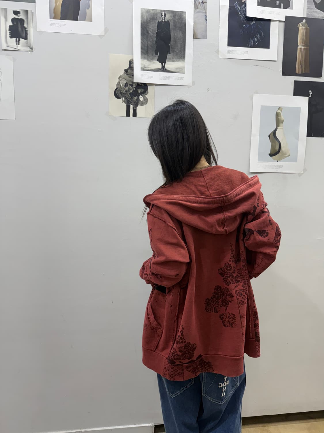 셀비지 버건디 그런지 후드집업 상품이미지9