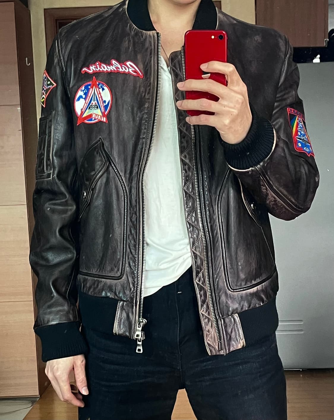 발망 워싱 가죽자켓 상품이미지1