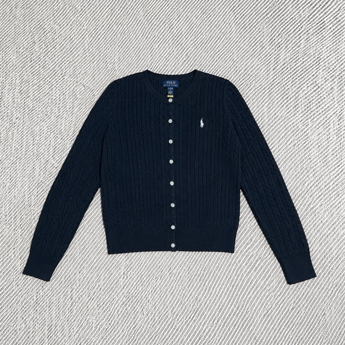 [S] Polo 폴로 랄프로렌 우먼즈 네이비 케이블 니트 가디건 상품이미지1