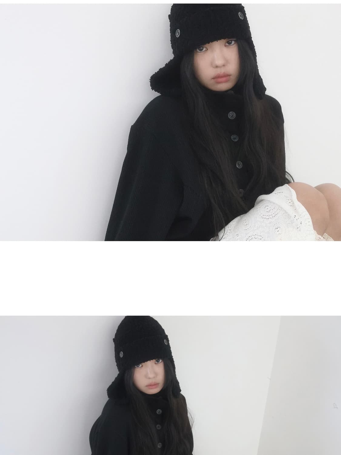BUTTON EAR MUFF BEANIE (BLACK) 상품이미지2