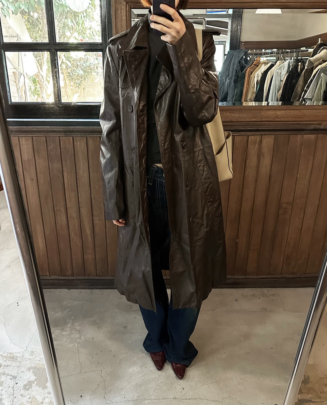 JPV brown leather over coat 상품이미지2