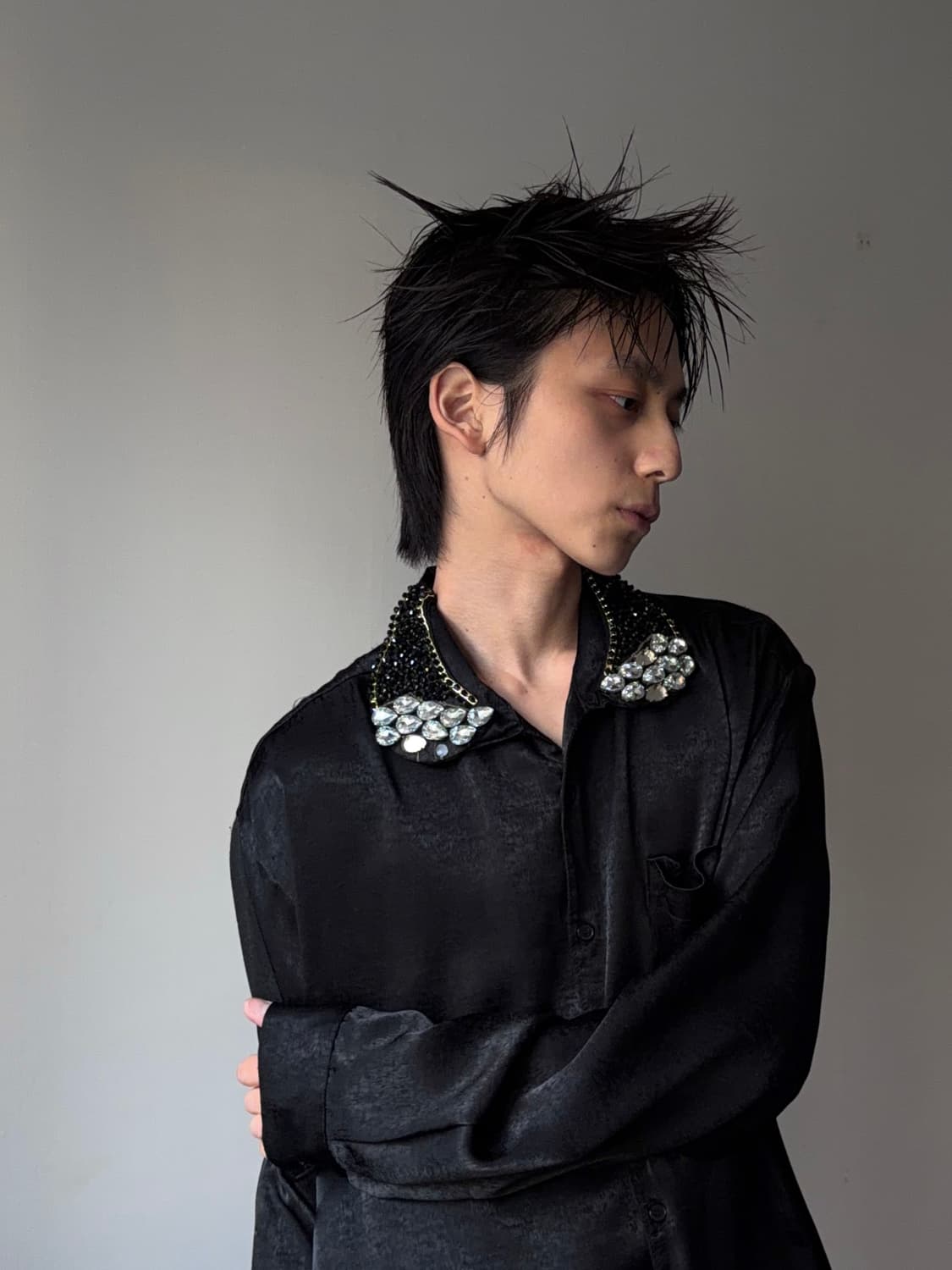 e rin ai e 비즈 디테일 & 실크 셔츠 상품이미지5